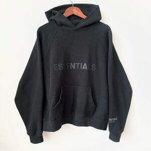 FEAR OF GOD | ESSENTIALS PULLOVER OVERSIZED FRONT-LOGO FLEECE HOODIE UNISEX